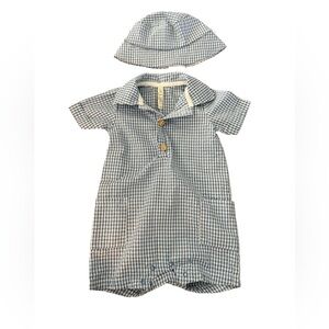 Liam & James Blue Checkered Baby Romper